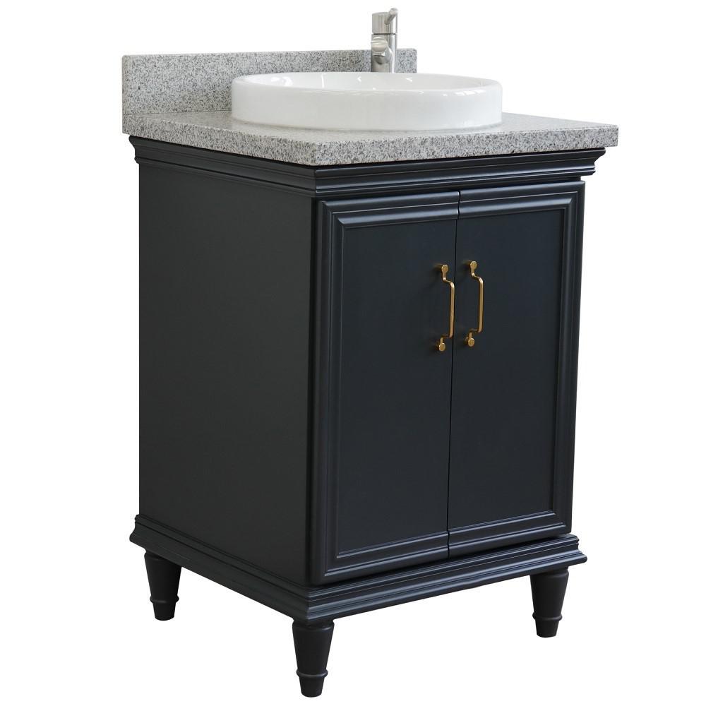 25 Single vanity in Dark Gray finish with Gray granite and round sink. Picture 4