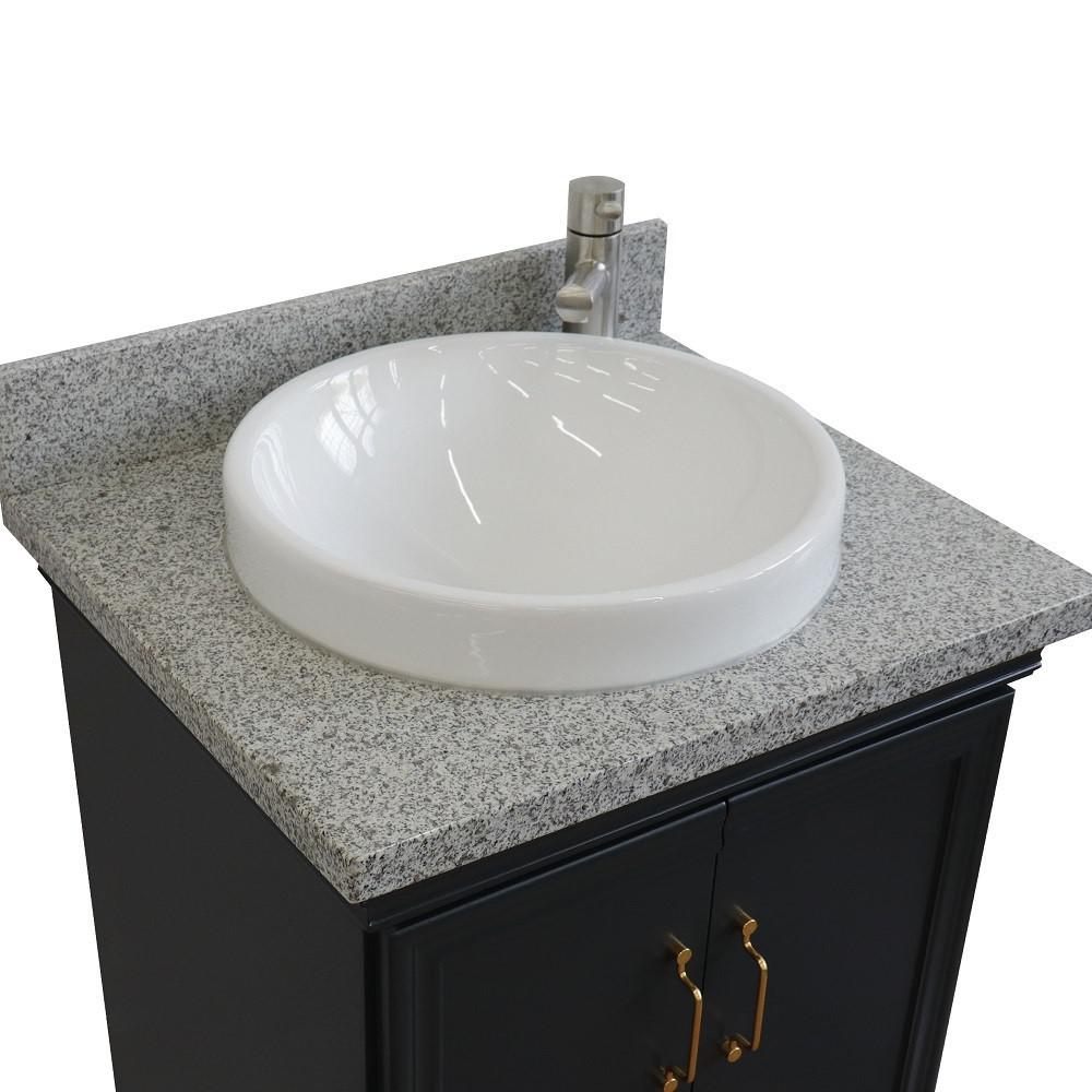 25 Single vanity in Dark Gray finish with Gray granite and round sink. Picture 6