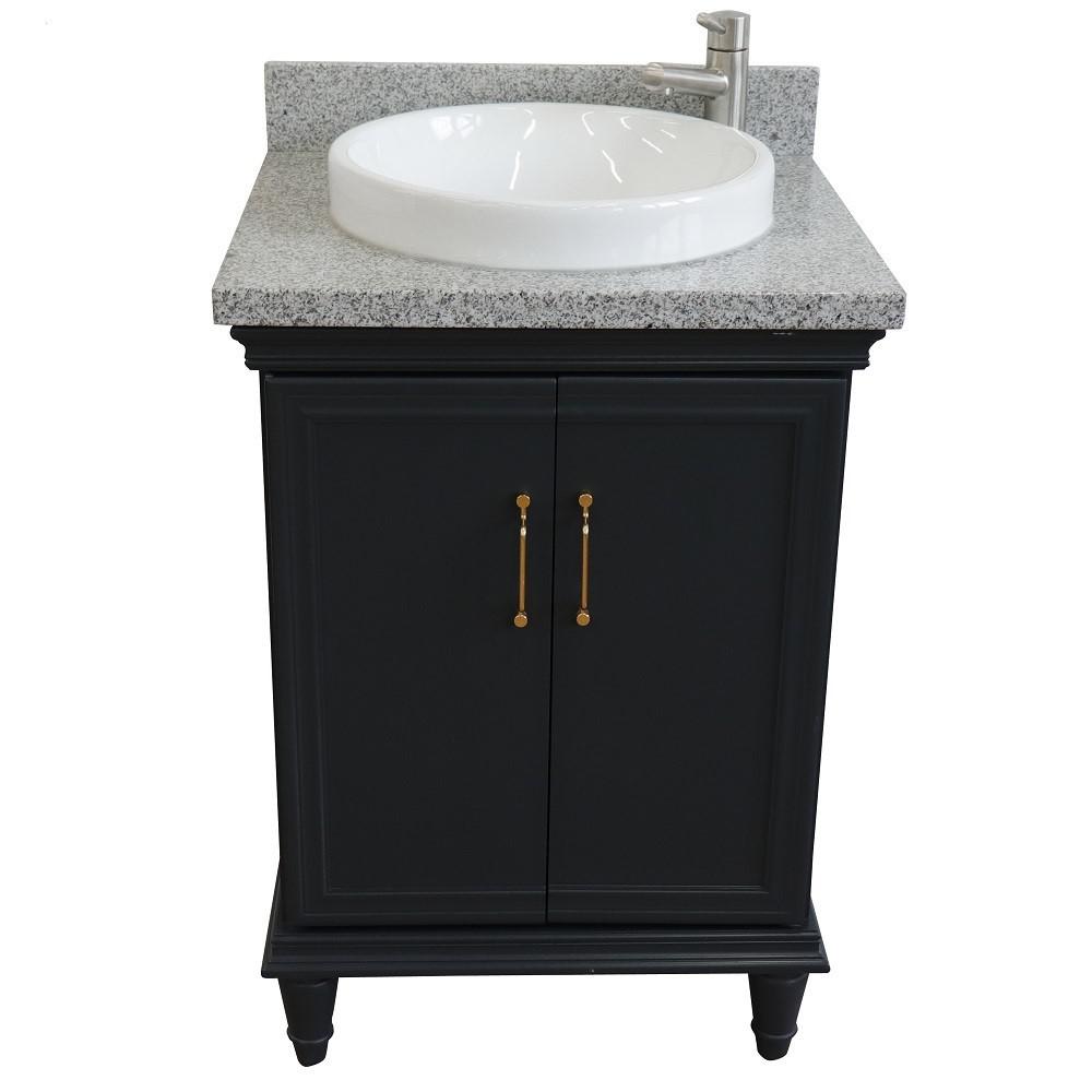 25 Single vanity in Dark Gray finish with Gray granite and round sink. Picture 8