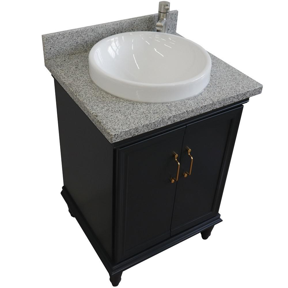 25 Single vanity in Dark Gray finish with Gray granite and round sink. Picture 9