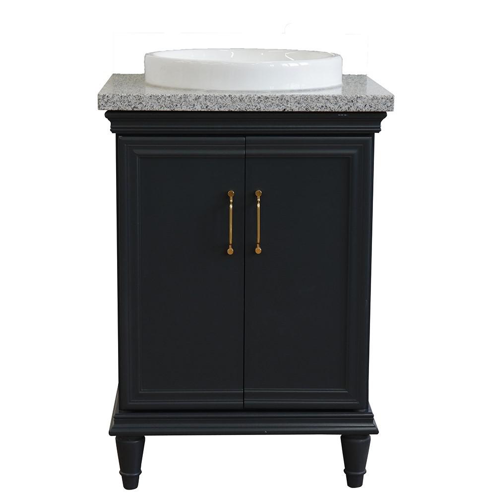 25 Single vanity in Dark Gray finish with Gray granite and round sink. Picture 11