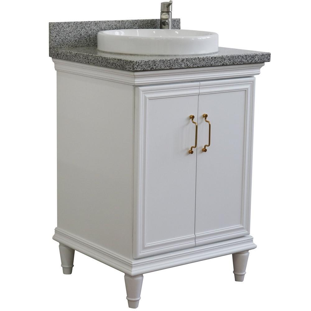 25 Single vanity in White finish with Gray granite and round sink. Picture 3