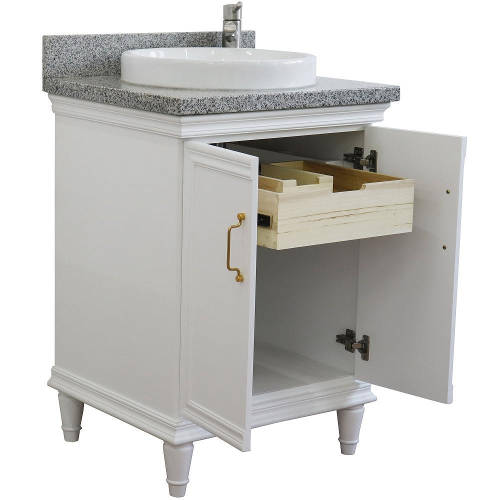 25 Single vanity in White finish with Gray granite and round sink. Picture 4