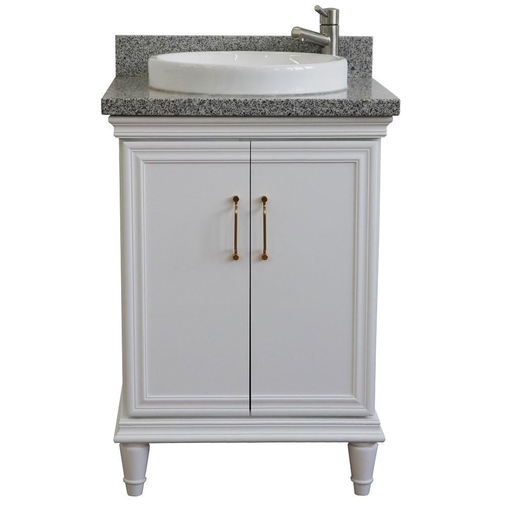25 Single vanity in White finish with Gray granite and round sink. Picture 5