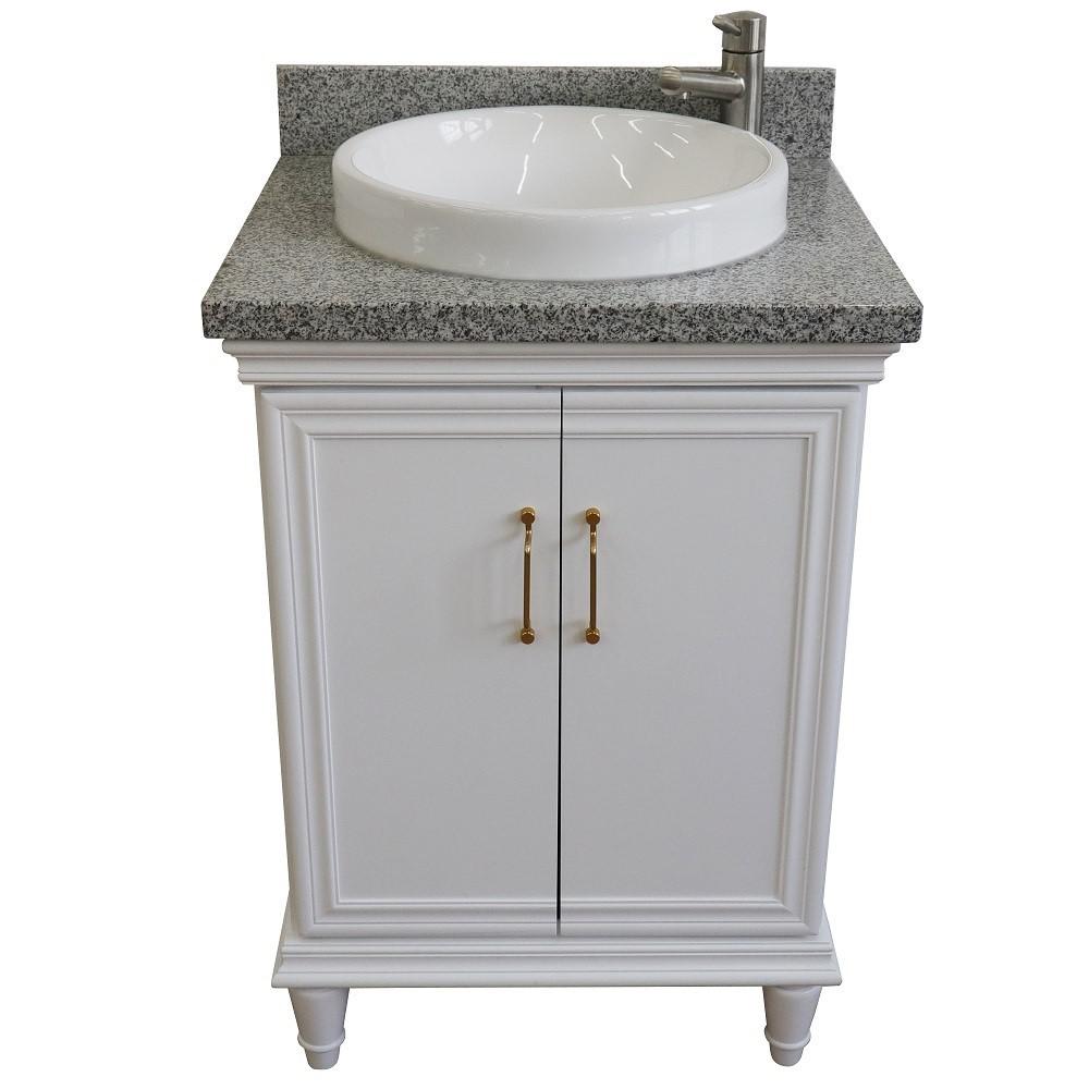 25 Single vanity in White finish with Gray granite and round sink. Picture 8