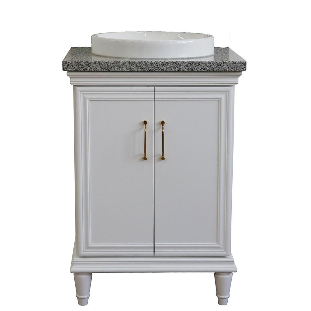 25 Single vanity in White finish with Gray granite and round sink. Picture 11