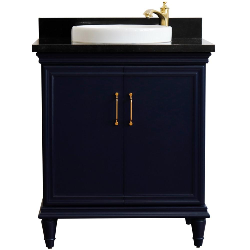 31 Single vanity in Blue finish with Black galaxy and round sink. Picture 6