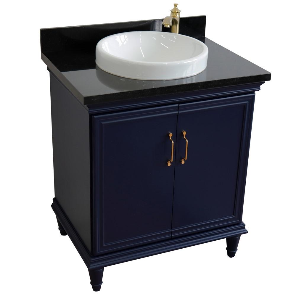 31 Single vanity in Blue finish with Black galaxy and round sink. Picture 9