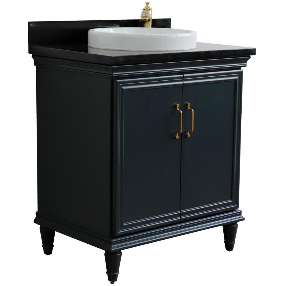 31 Single vanity in Dark Gray finish with Black galaxy and round sink. Picture 6
