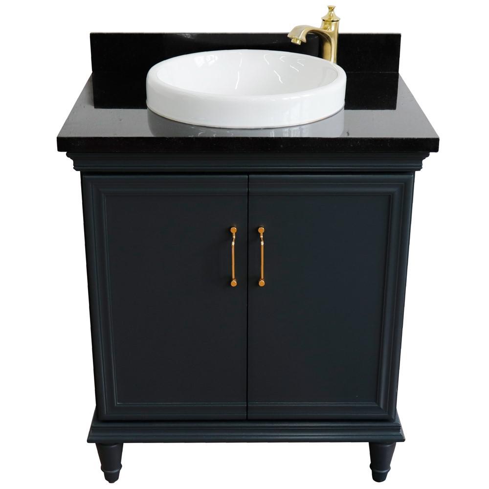 31 Single vanity in Dark Gray finish with Black galaxy and round sink. Picture 11