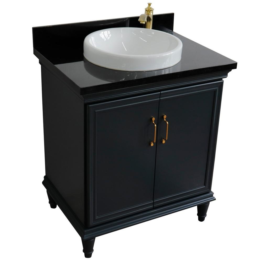 31 Single vanity in Dark Gray finish with Black galaxy and round sink. Picture 12