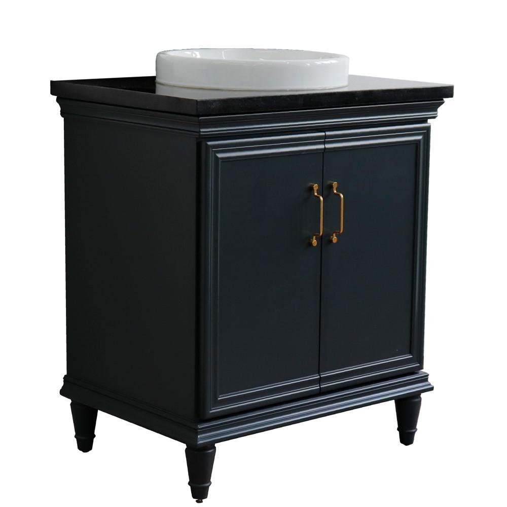 31 Single vanity in Dark Gray finish with Black galaxy and round sink. Picture 15