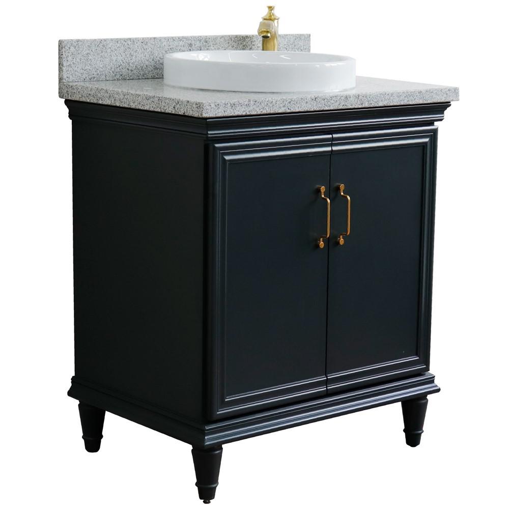 31 Single vanity in Dark Gray finish with Gray granite and round sink. Picture 6