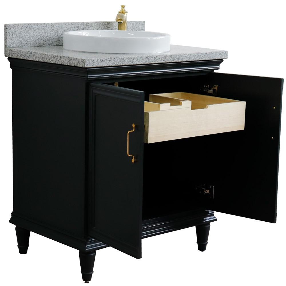 31 Single vanity in Dark Gray finish with Gray granite and round sink. Picture 7