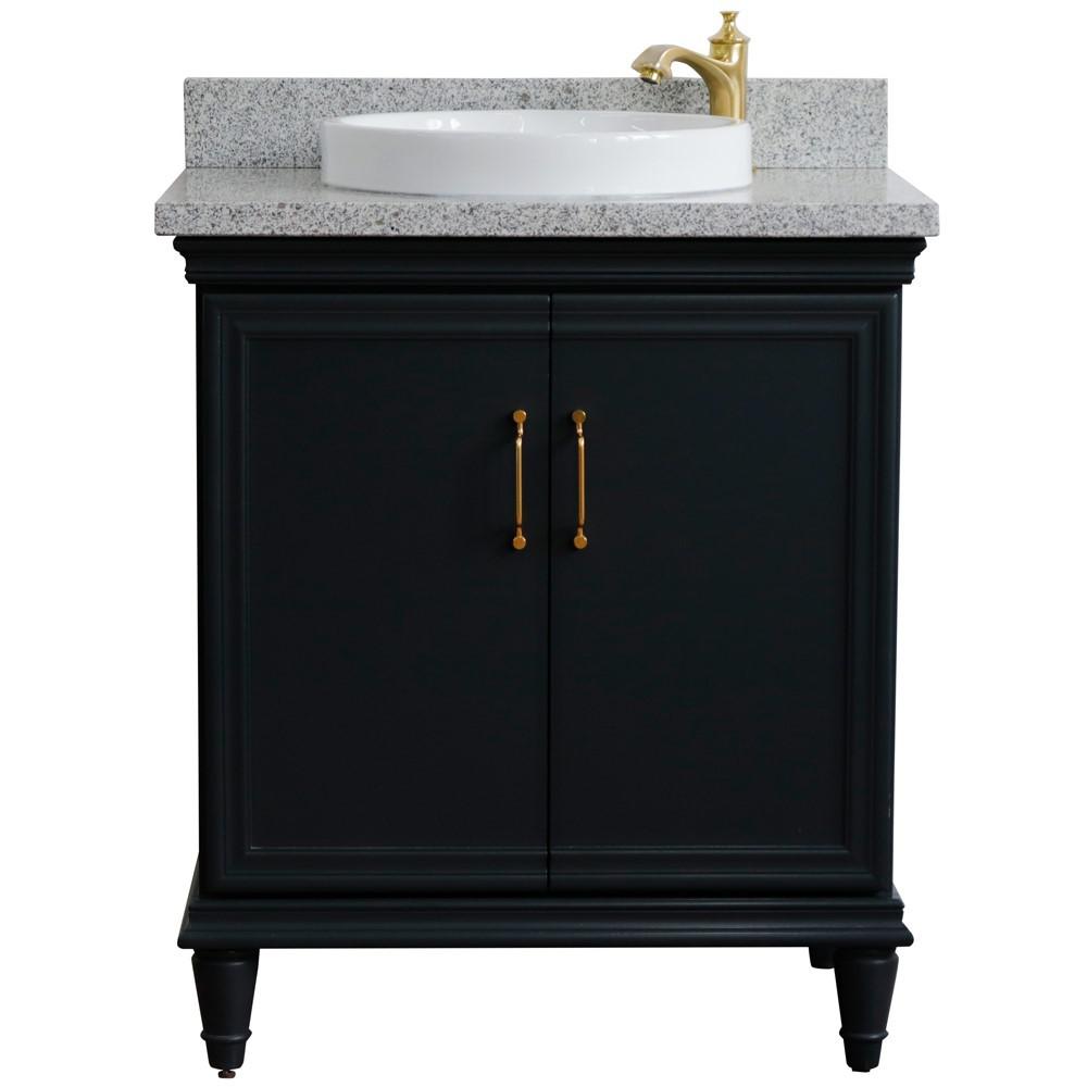 31 Single vanity in Dark Gray finish with Gray granite and round sink. Picture 8