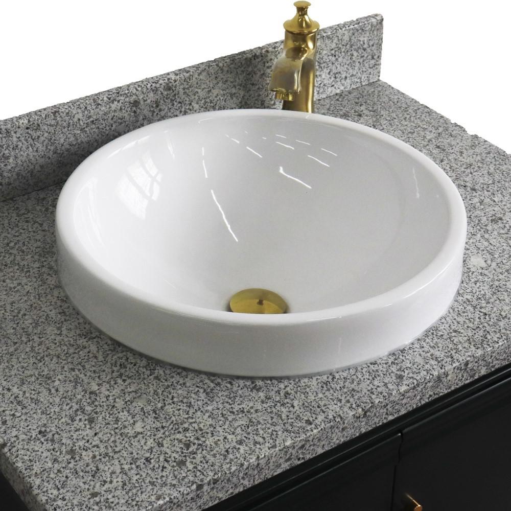 31 Single vanity in Dark Gray finish with Gray granite and round sink. Picture 9