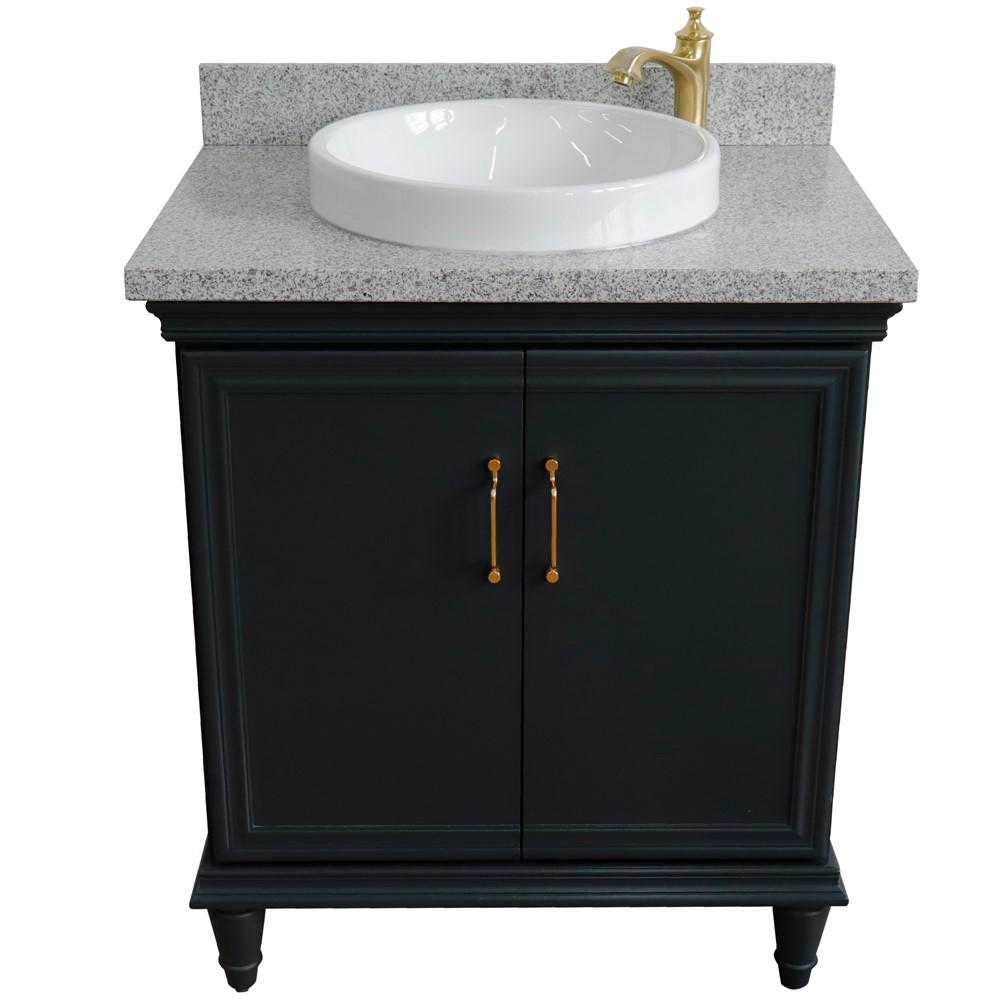 31 Single vanity in Dark Gray finish with Gray granite and round sink. Picture 11