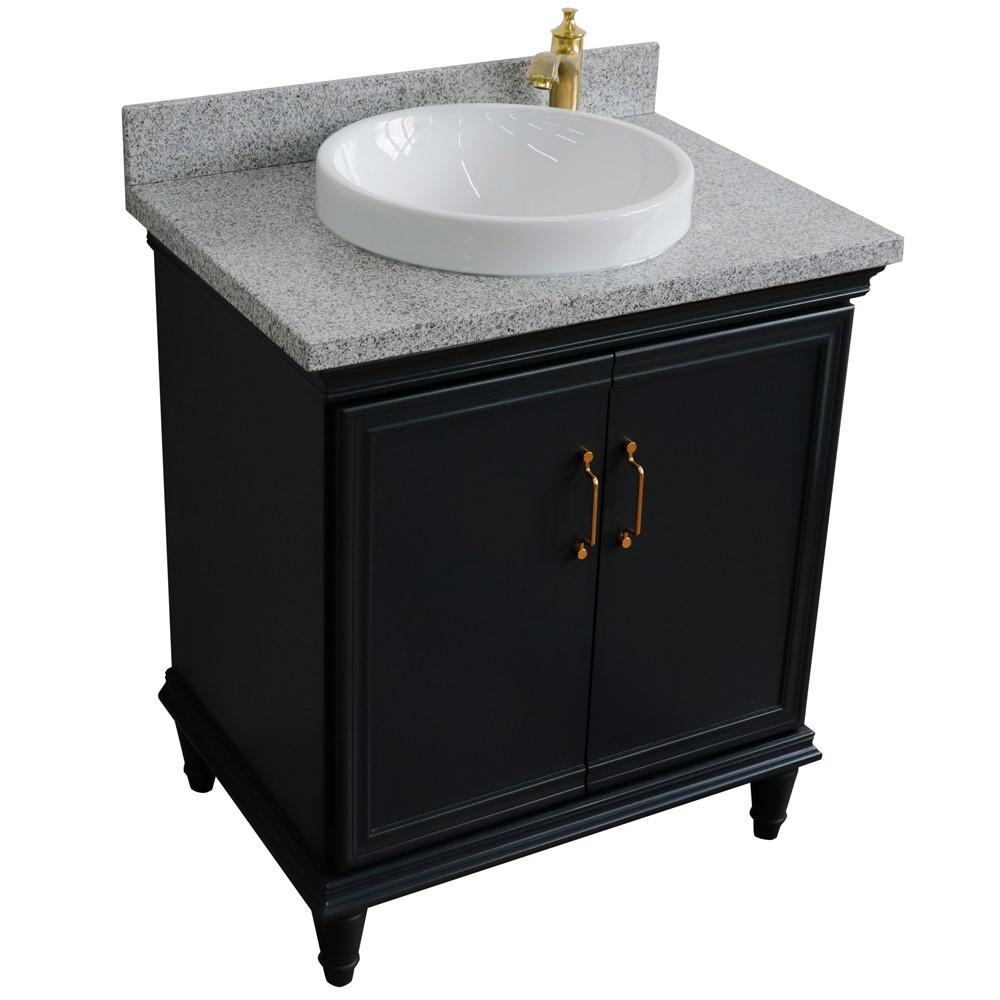 31 Single vanity in Dark Gray finish with Gray granite and round sink. Picture 12