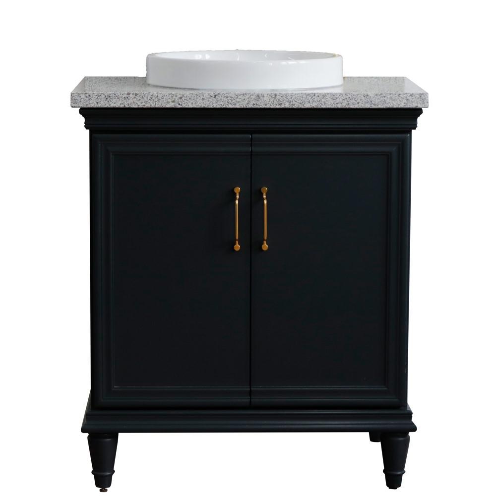 31 Single vanity in Dark Gray finish with Gray granite and round sink. Picture 14