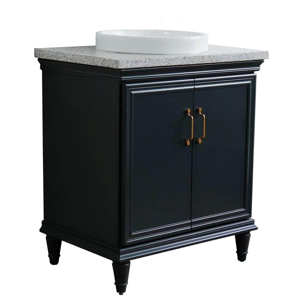 31 Single vanity in Dark Gray finish with Gray granite and round sink. Picture 15