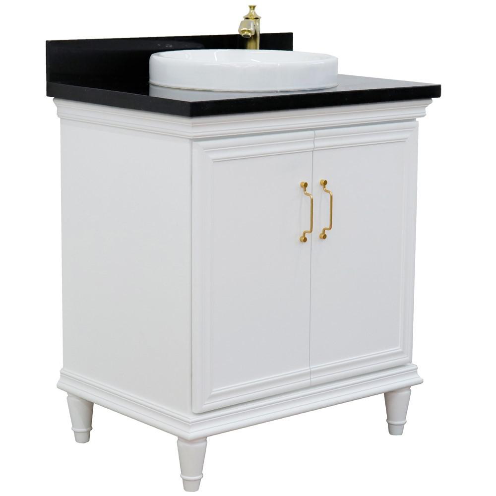 31 Single vanity in White finish with Black galaxy and round sink. Picture 6