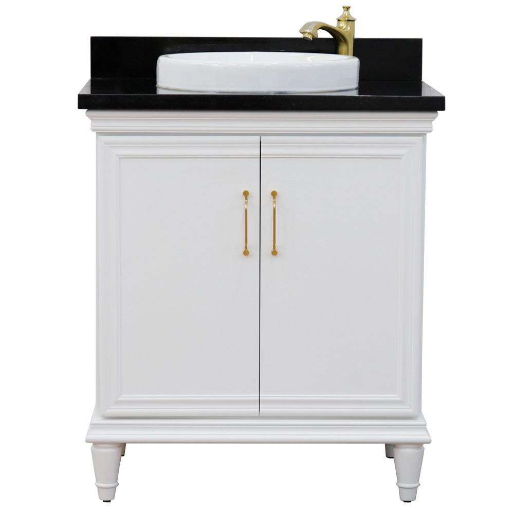 31 Single vanity in White finish with Black galaxy and round sink. Picture 8