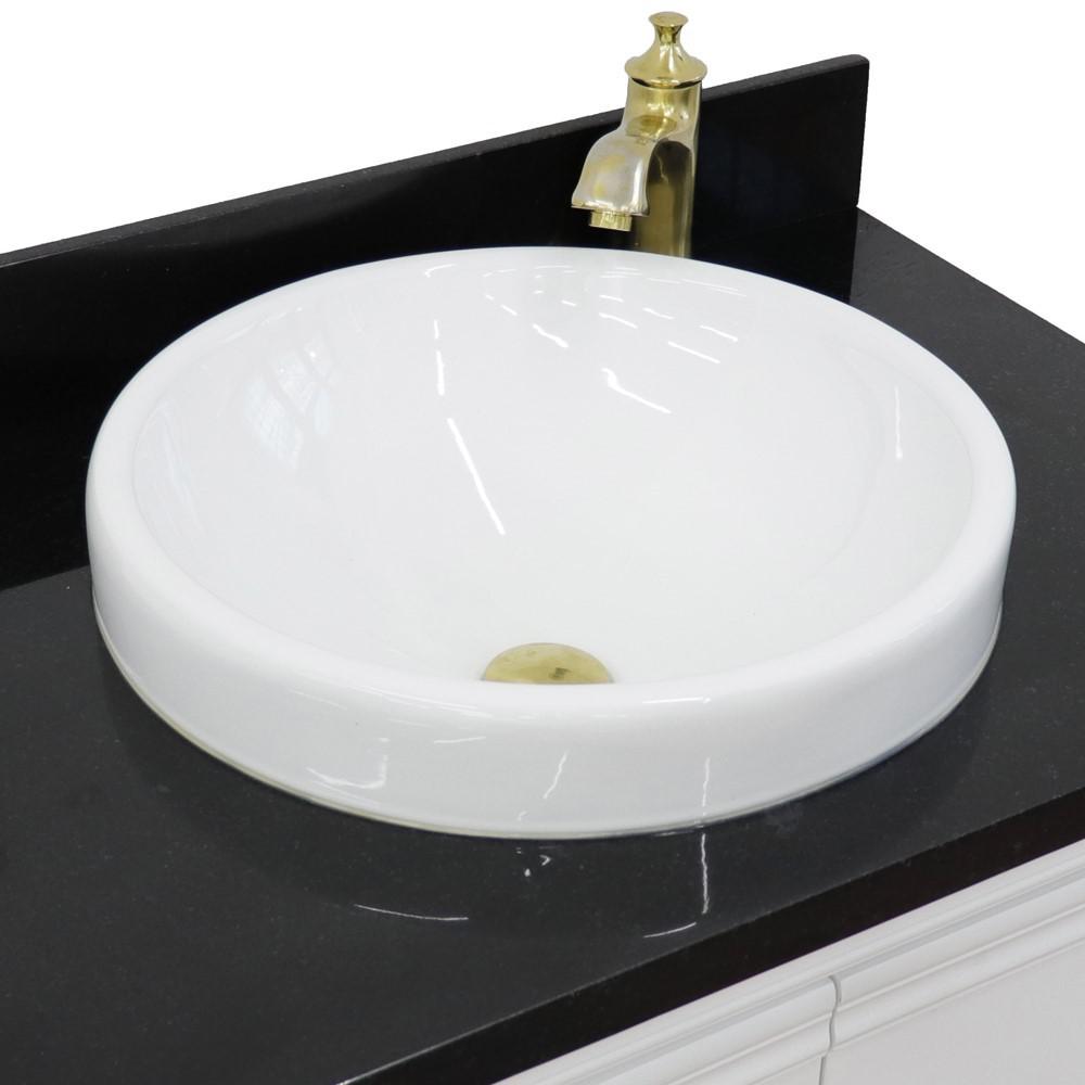 31 Single vanity in White finish with Black galaxy and round sink. Picture 9