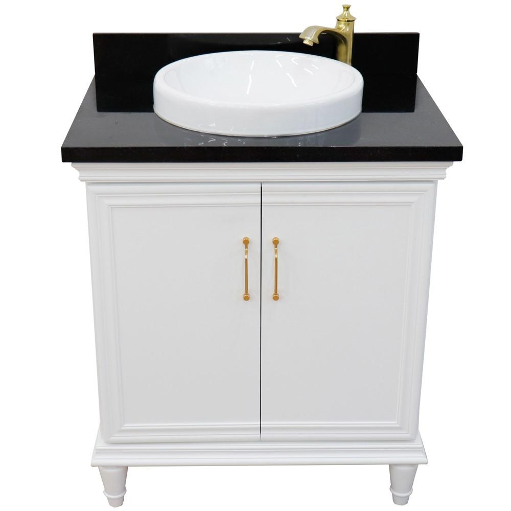 31 Single vanity in White finish with Black galaxy and round sink. Picture 11