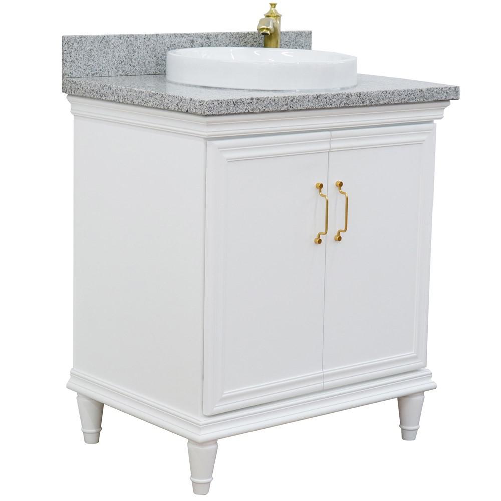 31 Single vanity in White finish with Gray granite and round sink. Picture 6