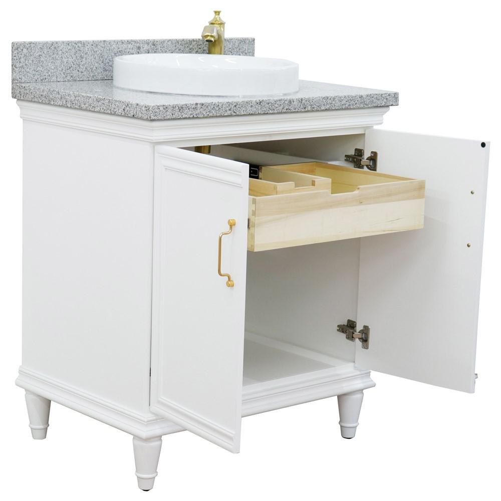 31 Single vanity in White finish with Gray granite and round sink. Picture 7