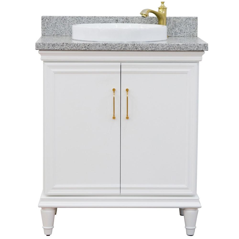 31 Single vanity in White finish with Gray granite and round sink. Picture 8