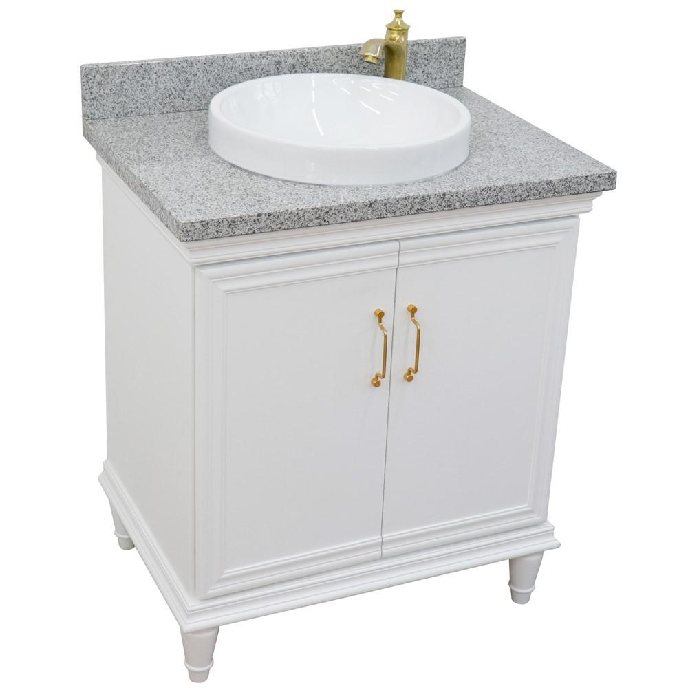 31 Single vanity in White finish with Gray granite and round sink. Picture 12