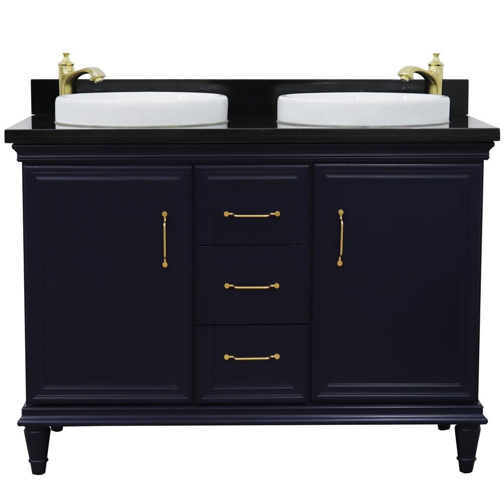49 Double vanity in Blue finish with Black galaxy and round sink. Picture 6