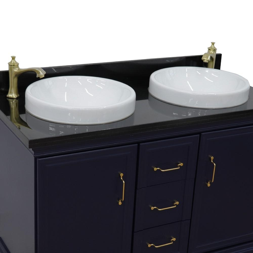 49 Double vanity in Blue finish with Black galaxy and round sink. Picture 7