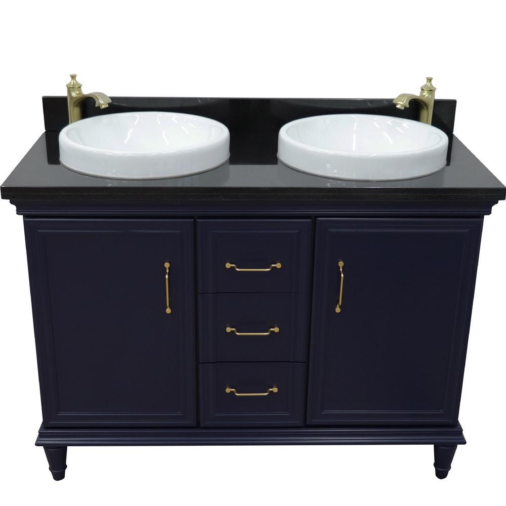 49 Double vanity in Blue finish with Black galaxy and round sink. Picture 9
