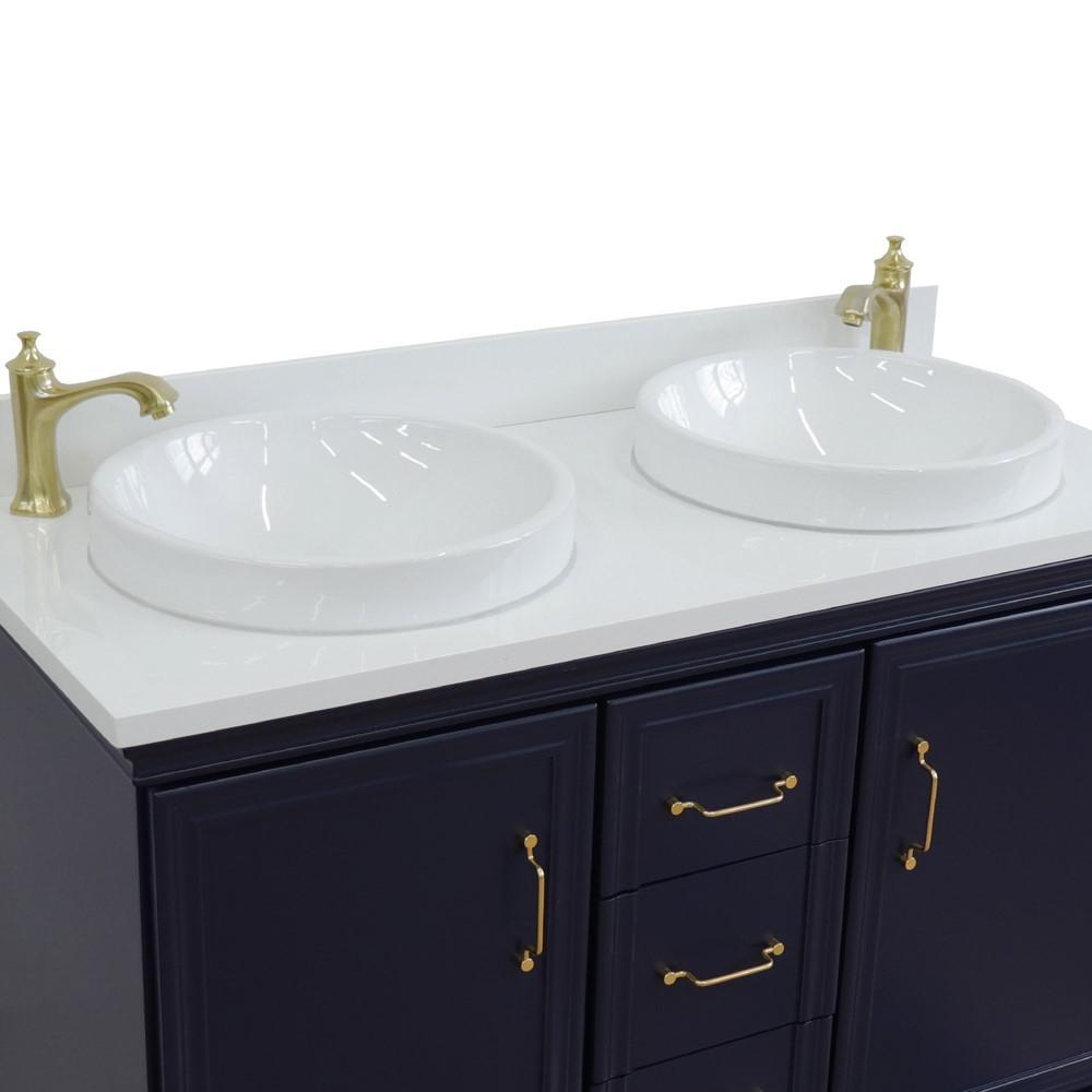 49 Double vanity in Blue finish with White quartz and round sink. Picture 6