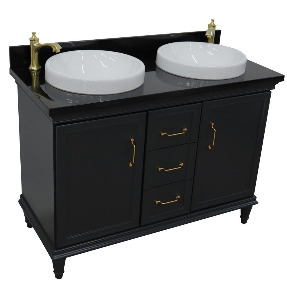 49 Double vanity in Dark Gray finish with Black galaxy and round sink. Picture 9