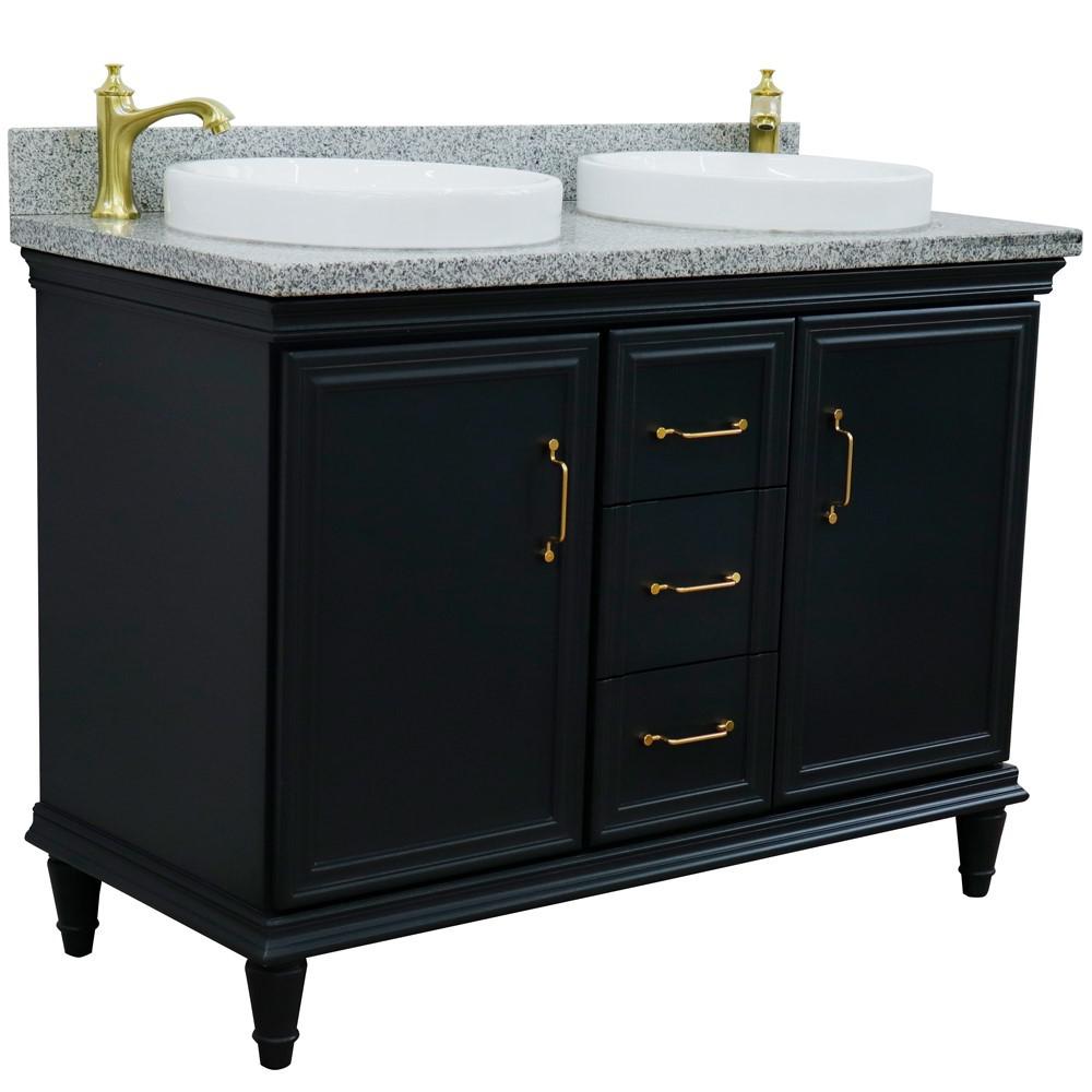 49 Double vanity in Dark Gray finish with Gray granite and round sink. Picture 4