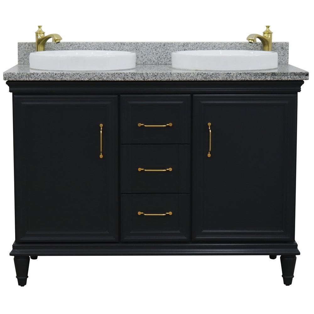 49 Double vanity in Dark Gray finish with Gray granite and round sink. Picture 6