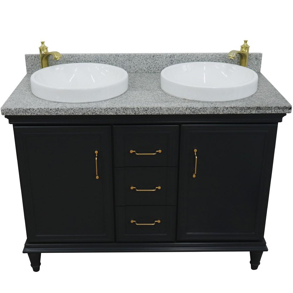 49 Double vanity in Dark Gray finish with Gray granite and round sink. Picture 8