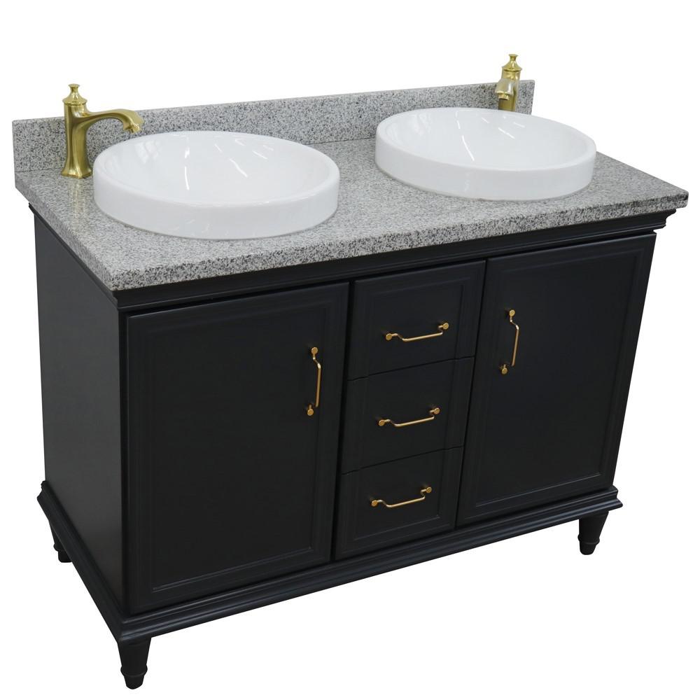 49 Double vanity in Dark Gray finish with Gray granite and round sink. Picture 9