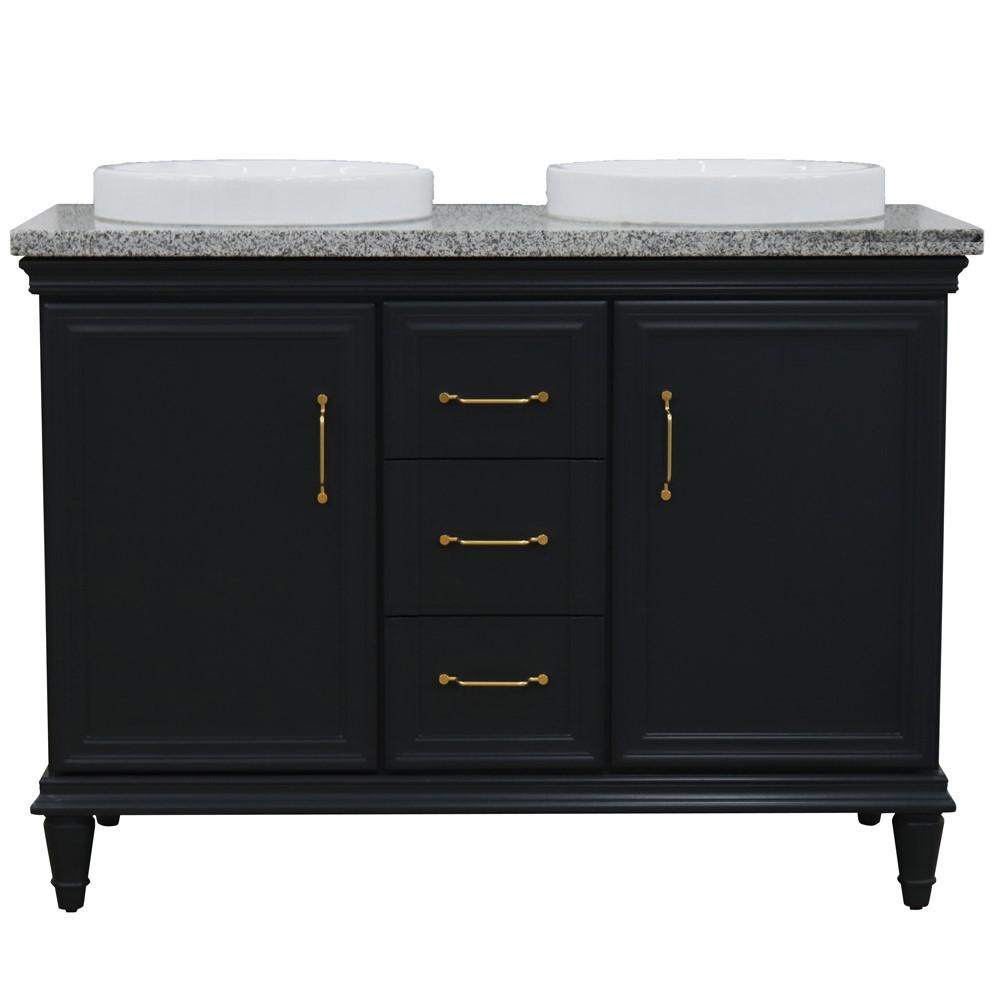 49 Double vanity in Dark Gray finish with Gray granite and round sink. Picture 12