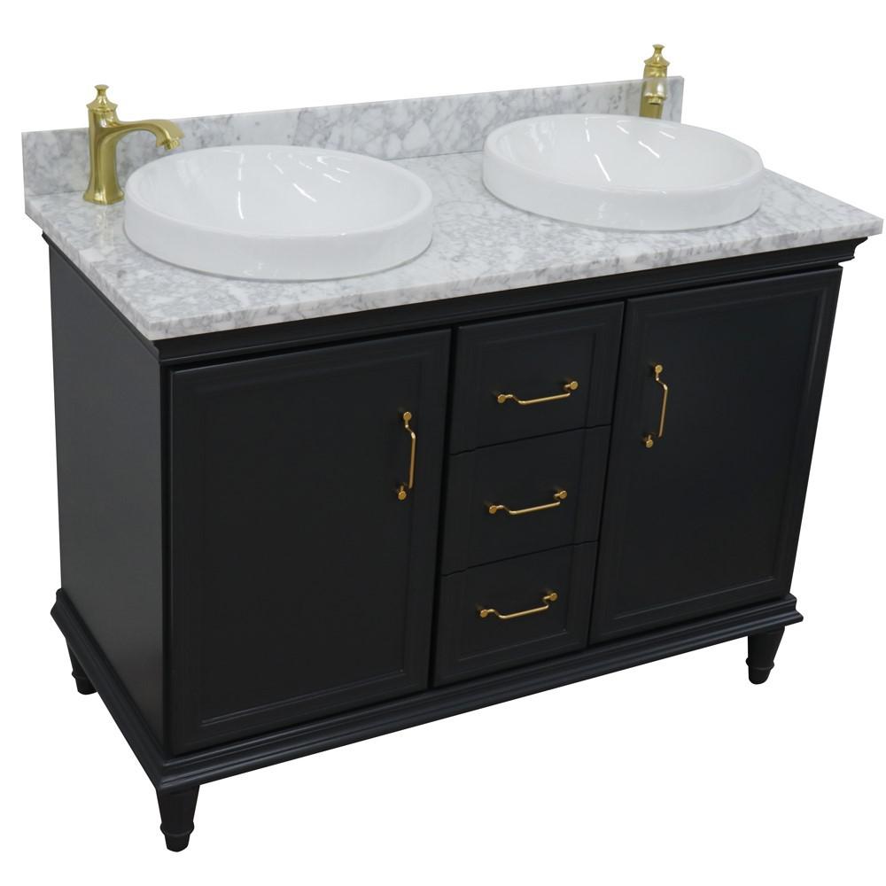 49 Double vanity in Dark Gray finish with White Carrara and round sink. Picture 9