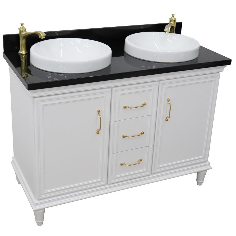 49 Double vanity in White finish with Black galaxy and round sink. Picture 9