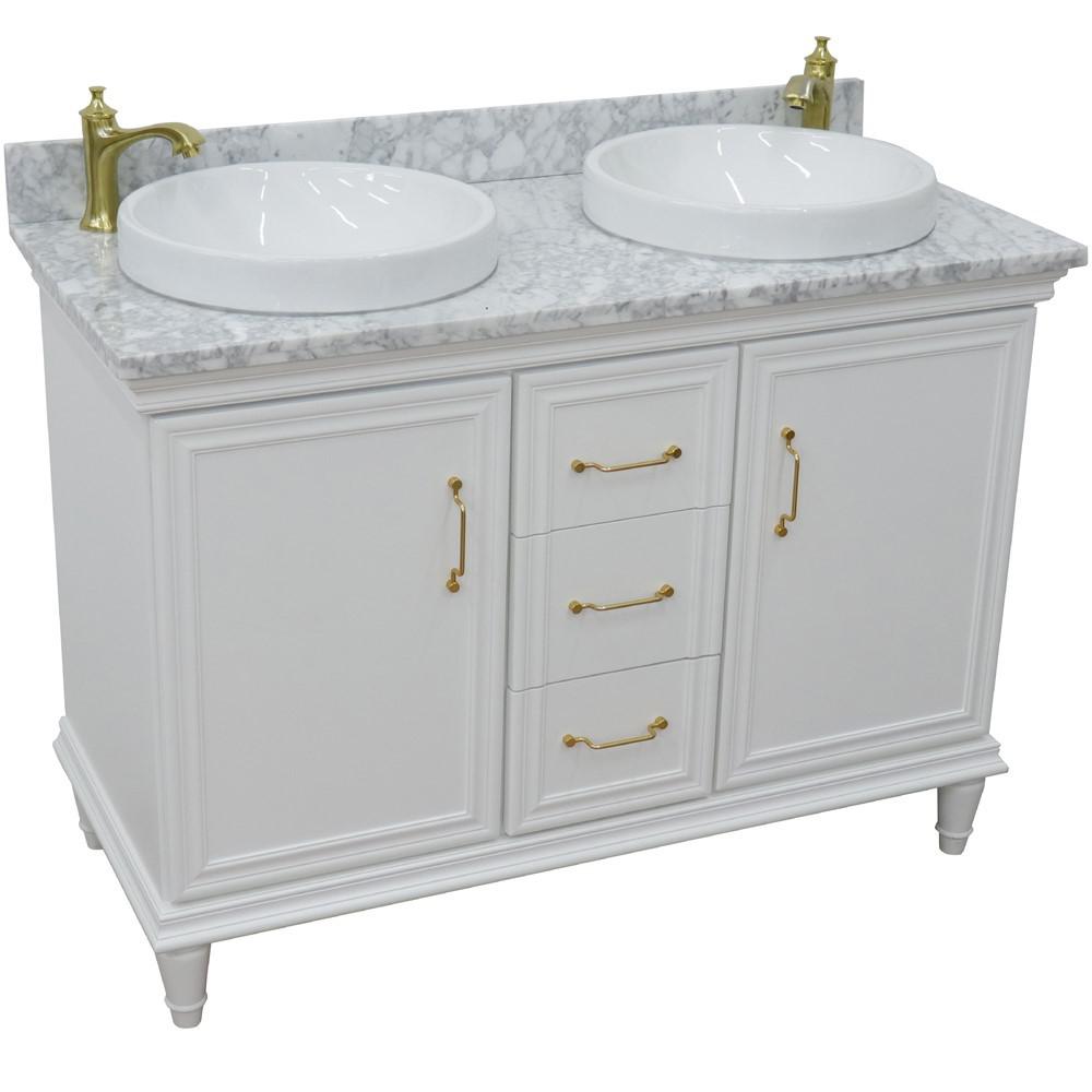49 Double vanity in White finish with White Carrara and round sink. Picture 9