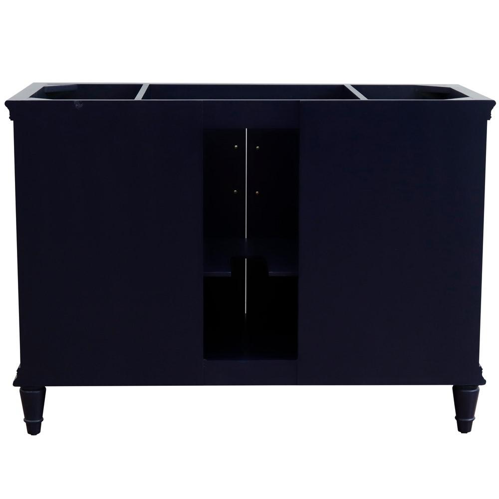 49 Single sink vanity in Blue finish with Black galaxy granite and round sink. Picture 10