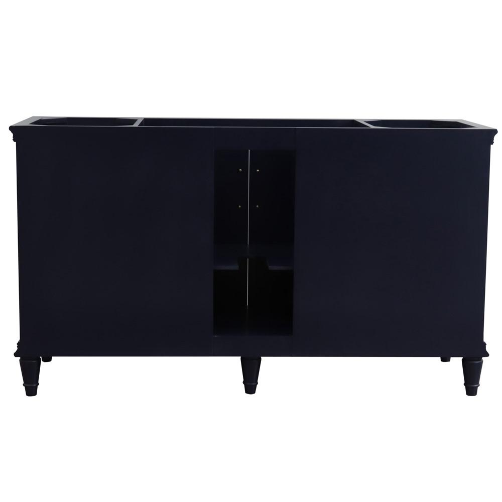 61 Single sink vanity in Blue finish and Black galaxy granite and round sink. Picture 7