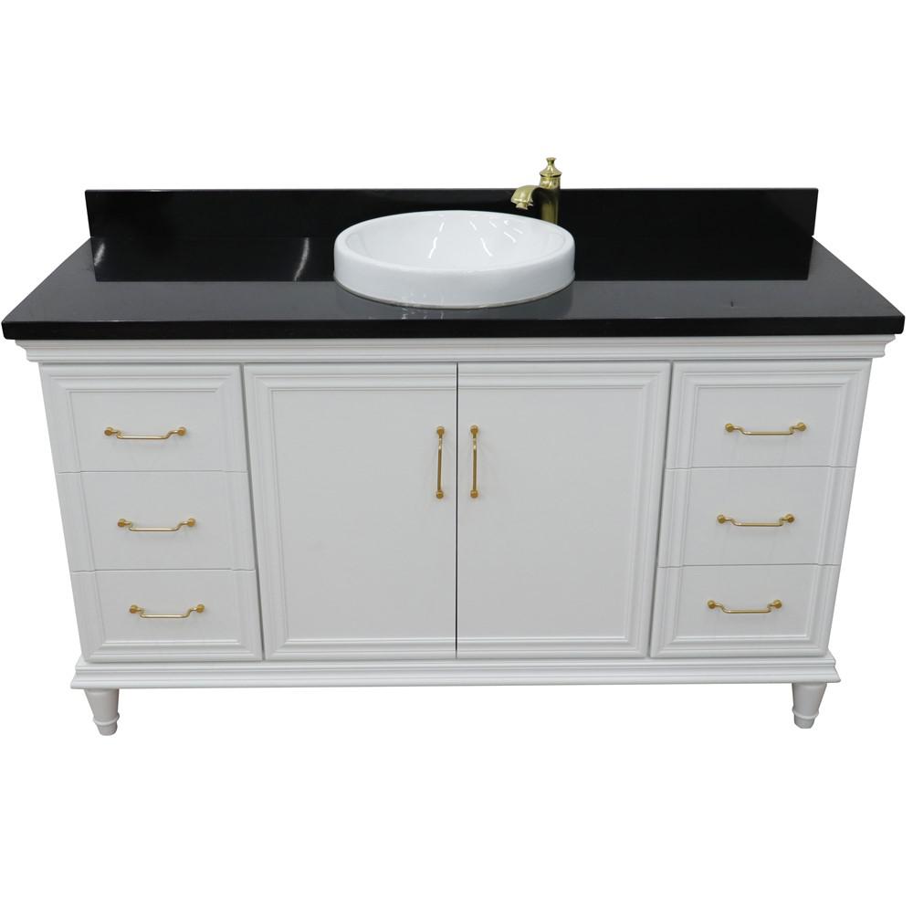 61 Single vanity in White finish with Black galaxy and round sink. Picture 8