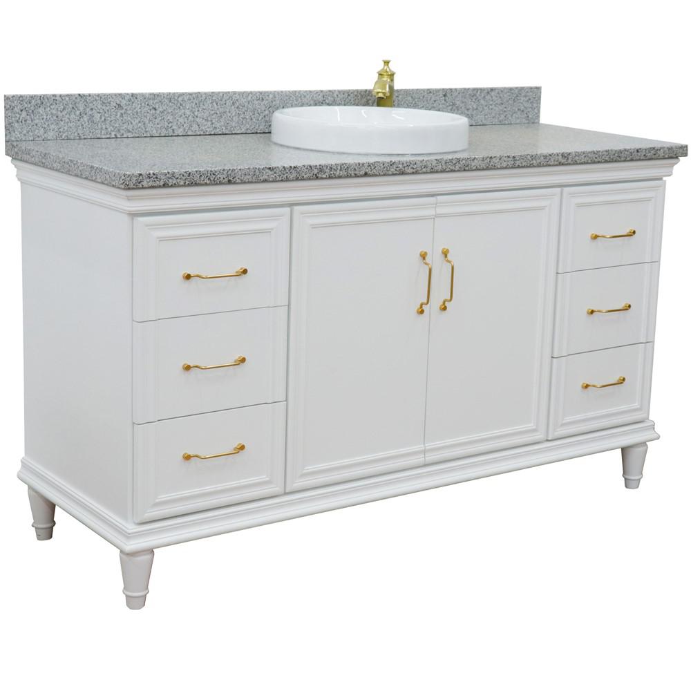 61 Single vanity in White finish with Gray granite and round sink. Picture 4