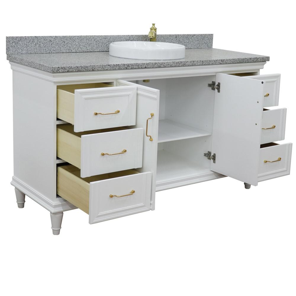 61 Single vanity in White finish with Gray granite and round sink. Picture 5
